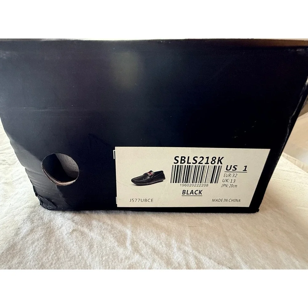 Bruno Marc Kids Black Bit Loafers SBLS218K Slip On Dress Shoes Size 1